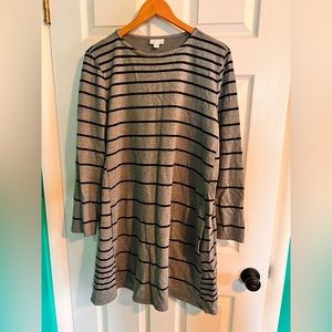 J. Jill Striped Sweater Tunic With Pockets XL